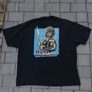 ⁠Vtg Hawaiian Strength Ikaika Warrior Tee Shirt 2XL Black 90s Y2K Boxy Graphic